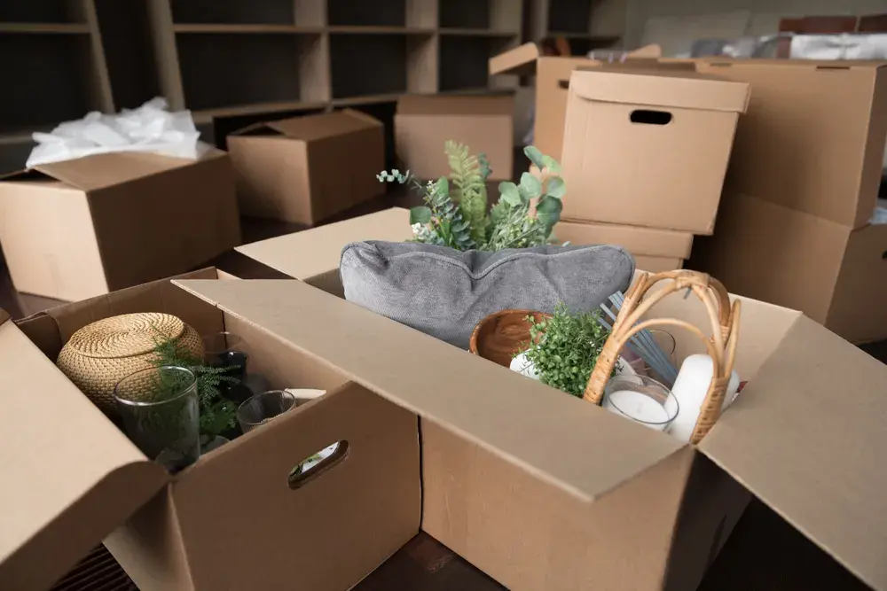 Self storage boxes with christmas decorations